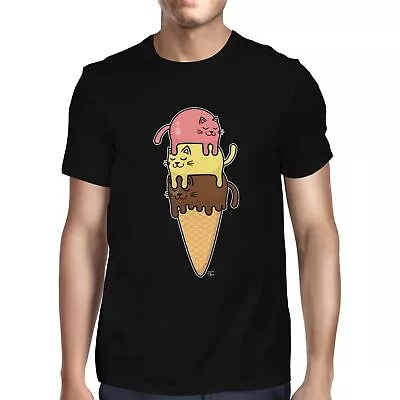 Buy 1Tee Mens Cats Stacked On Ice Cream Cone T-Shirt • 7.99£