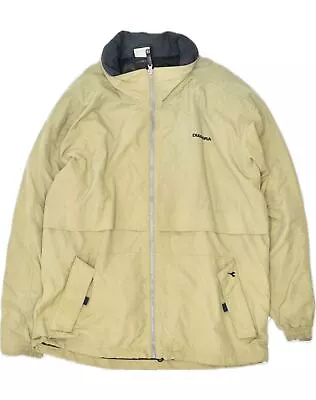 Buy DIADORA Mens Hooded Windbreaker Jacket UK 38 Medium Beige Polyamide HS01 • 16.97£