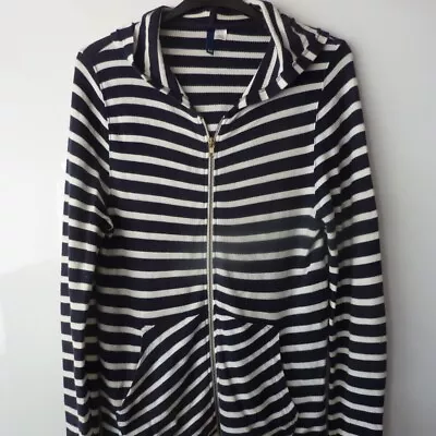 Buy H&M Divided Navy White Stripe Hooded Jacket - Medium - Mens Women Emo Zip Hoody • 6£
