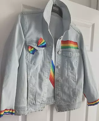 Buy Denim Jacket Festival LGBT Pride Rainbow  36  Upcycled ONE ONLY Sashiko • 49£