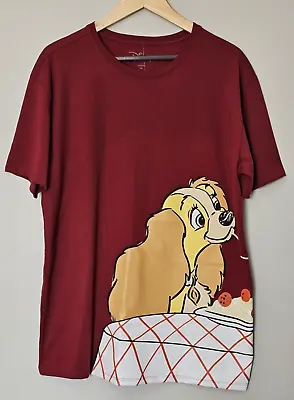 Buy Disney Women's Top Size Medium Lady And The Tramp Couples Burgundy Shirt • 25.70£