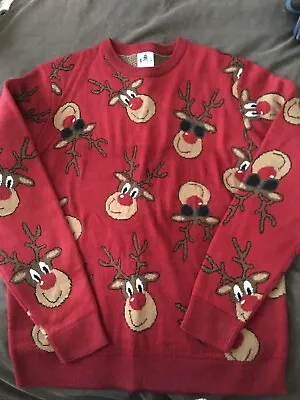 Buy Christmas Jumper Mens Rudolf Size Medium Funky Joke Cool Rudolf • 8£
