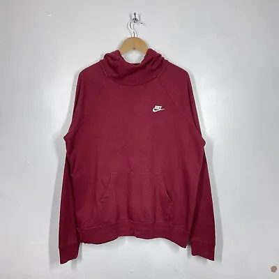 Buy Nike Hoodie Womens XL Red Burgundy Pullover Funnel Neck Swoosh Gym Casual • 16.99£