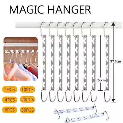 Buy PRO 20PCS Metal Magic Hanger Space Saver Saving Bulk Clothes Closet Hanger Racks • 5.49£