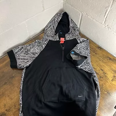 Buy Nike N7 Poncho Hoodie MEDIUM Quarter Zip Pullover Short Sleeve Oversized Black • 28.23£