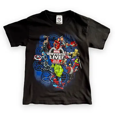 Buy Marvel Universe Live Tour Boys T-Shirt Black Short Sleeve Kids Size Small • 8.40£
