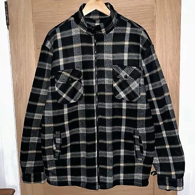 Buy Cool Flannel Coat Sherpa Fleece Lined Plaid Lumberjack Jacket Grey Men’s XXL 2XL • 2.20£