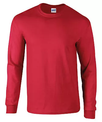 Buy Mens Ultra Cotton Adult Long Sleeve T-Shirt Gildan Tee Classic Fit Rib Cuff Top • 10.09£