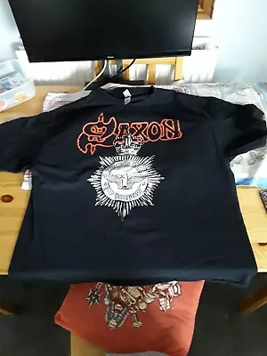 Buy Saxon Strong Arm Of The Law Xxl Tshirt With Back Print • 6.99£