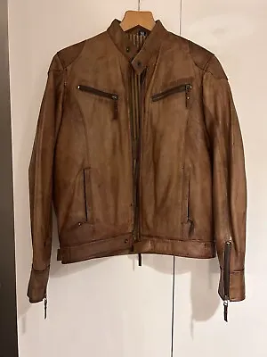 Buy Aviatrix Mens Brown Mid Tan Real Leather Jacket, Size S • 42£