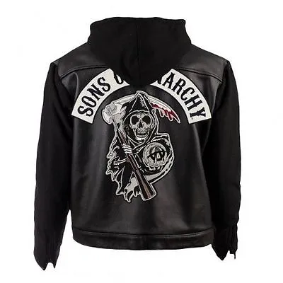Buy SOA Sons Of Anarchy Hooded Real Leather Jacket • 85£