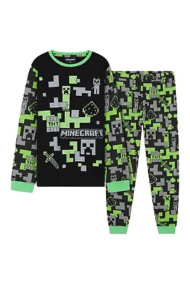 Buy Minecraft Kids Pyjama Set Long Sleeved Sweatshirt Top Pants Bottoms Nightwear • 14.49£