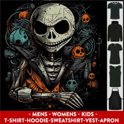 Buy Jack Skeleton Halloween Evil Demon Mens Womens Kids Unisex • 16.99£