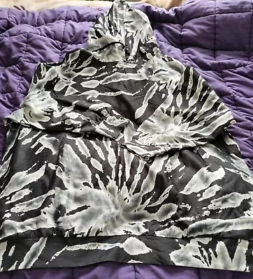 Buy BNWT Black/grey/white Tie Dyed Oversized Hoodie 58 Chest 30 Long • 7.50£