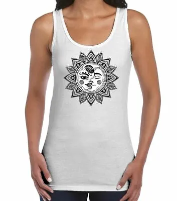 Buy Sun And Moon Mandala Design Tattoo Hipster Large Print Women's Vest Tank Top • 12.95£