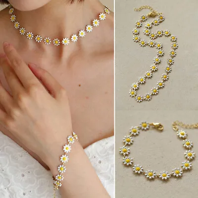 Buy Daisy Flower Necklace Choker Bracelet Earrings Long Chain Women Jewellery Gift • 6.36£