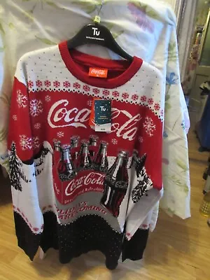 Buy Men's Novelty Christmas Coca-cola Themed/patterned Red Jumper Size Xl • 20£