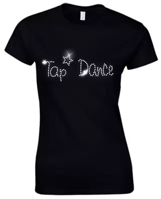 Buy TAP DANCE - Crystal Ladies Fitted T Shirt - Rhinestone Diamante - (ANY SIZE) • 9.99£