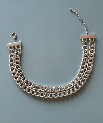 Buy Heavy Chunky Silver Tone Curb Link Chain Necklace Costume Jewellery • 16£