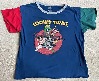 Buy Looney Tunes Classic Character Circle Logo Color Block T-Shirt Womens M • 11.69£
