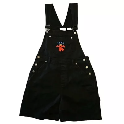 Buy Vtg Sesame Street Elmo Bib Overalls Shorts Womens Small Black Cotton Embroidered • 46.29£