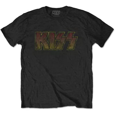 Buy Officially Licensed Kiss Vintage Logo Mens Black T Shirt Kiss Classic Tee • 14.50£
