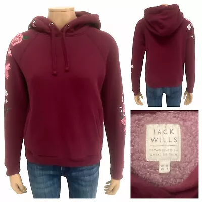 Buy JACK WILLS Burgundy Hoodie With Floral Embroidery Size 10 UK • 26.99£