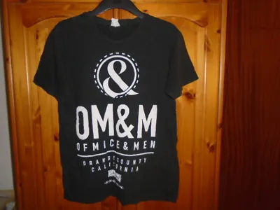 Buy Mens Black Short Sleeve T-shirt, OM&M (OF MICE & MEN), Size Small - Medium • 2.99£
