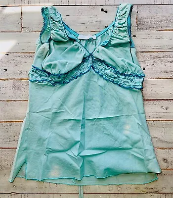 Buy Charlotte Russe Y2K Top Vintage Teal W Dark Accents Size Small Fairy Boho Vguc • 19.46£