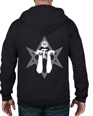 Buy ALEISTER CROWLEY HEXAGRAM FULL ZIP HOODIE - Pagan Wicca Occult Satanic T-Shirt • 29.95£
