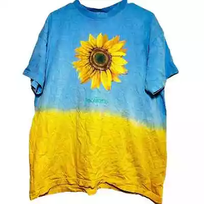 Buy VTG Disney Pocahontas T-Shirt Y2K Short Sleeve Sunflower Blue Yellow Ombre XL • 70.87£