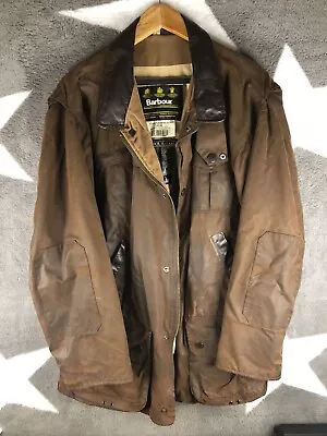 Buy BARBOUR, Vintage A1550 Bushman Brown Waxed Jacket Size UK Large, Gaming, Hunting • 99.99£