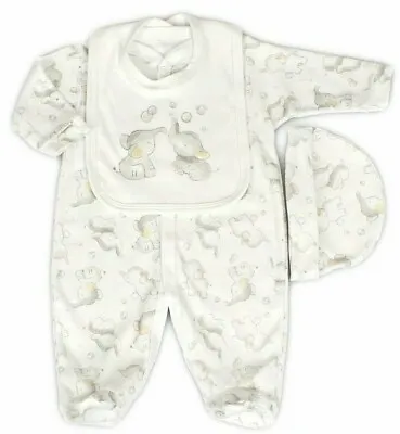 Buy Baby Elephant 3 Piece Sleepsuit Clothes Gift Set Watch Me Grow Layette 0-9Mths • 11.95£