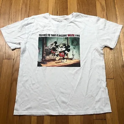 Buy Disney Shirt Girls Medium Short Sleeve White Top Mickey Mouse Selfie • 10.06£