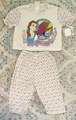 Buy Disney Beauty And The Beast Two Piece Floral Pajamas Size 6 Vintage • 43.37£