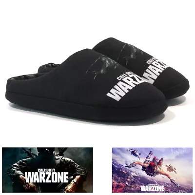 Buy Mens Call Of Duty Warzone Novelty Slippers Warm Comfort Fleece Winter Mules Size • 11.95£