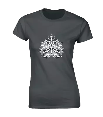 Buy Lotus Mandala Ladies T Shirt Yoga Buddhist Design Hinduism Symbol Namaste Cool • 7.99£