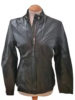 Buy UK10 12 M HEELI Vintage Ladies Fitted 100% Leather Jacket Coat Goth Top SALE  • 14.99£