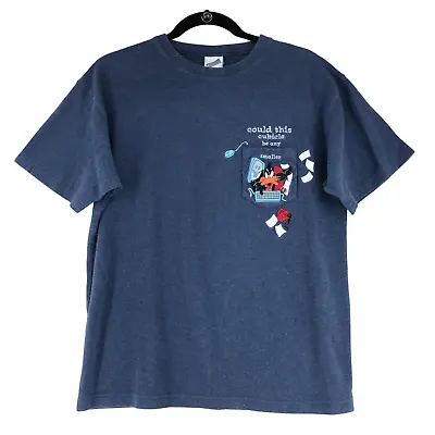 Buy Warner Bros Womens Size M Daffy Duck T Shirt Office Humor Embroidered Pocket VTG • 24.06£