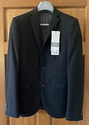 Buy Next Black Twill Super Skinny Fit Suit Jacket Size 36R • 12£