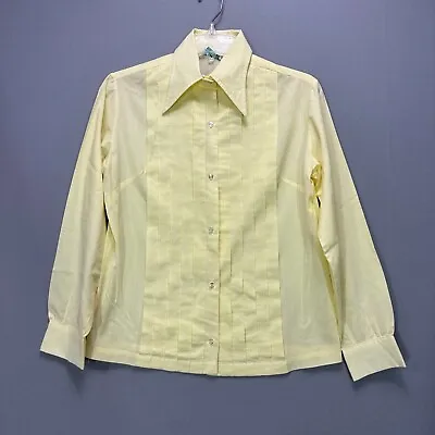 Buy Vintage 60s 70s Womens S Yellow Long Sleeve Shirt Collar School Sears JR Bazaar • 27.28£