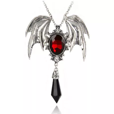 Buy Stunning Gothic Vampire Bat Necklace Red Teardrop Halloween Jewellery Gift • 6.99£