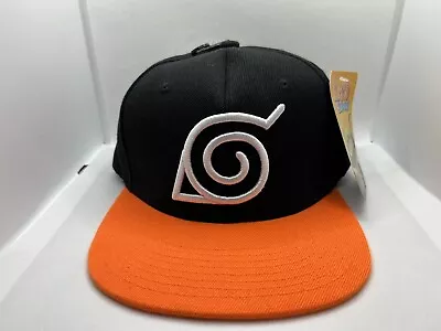 Buy Official Naruto Shippuden Konoha Black Orange Snapback Baseball Cap Hat Bnwt • 17£