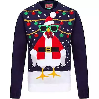 Buy Christmas Santa Turkey Mens Christmas Jumper - Navy • 17.99£