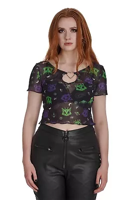 Buy Alien Space Cat Mesh Cut Out Top Gothic Banned Apparel • 24£
