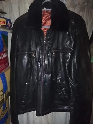 Buy Leather Fur Collared Bomber Jacket Vintage  Great Patina Original Not Repro 44  • 40£