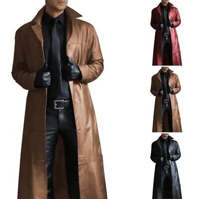 Buy Jacket Coat Outwear PU Leather Plus Size Autumn Casual Long Sleeve Male Men • 30.85£