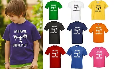 Buy Personalised Kids Drone Pilot T-Shirt - Customised With Any Child's Name • 13.20£