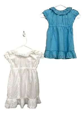 Buy Koala Kids, Lot 2 Girl's SZ 4T Summer Eyelet Dresses. 100% Cotton, Teal/White • 3.70£
