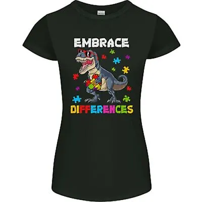 Buy Autism T-Rex Embrace Differences Autistic Womens Petite Cut T-Shirt • 9.99£